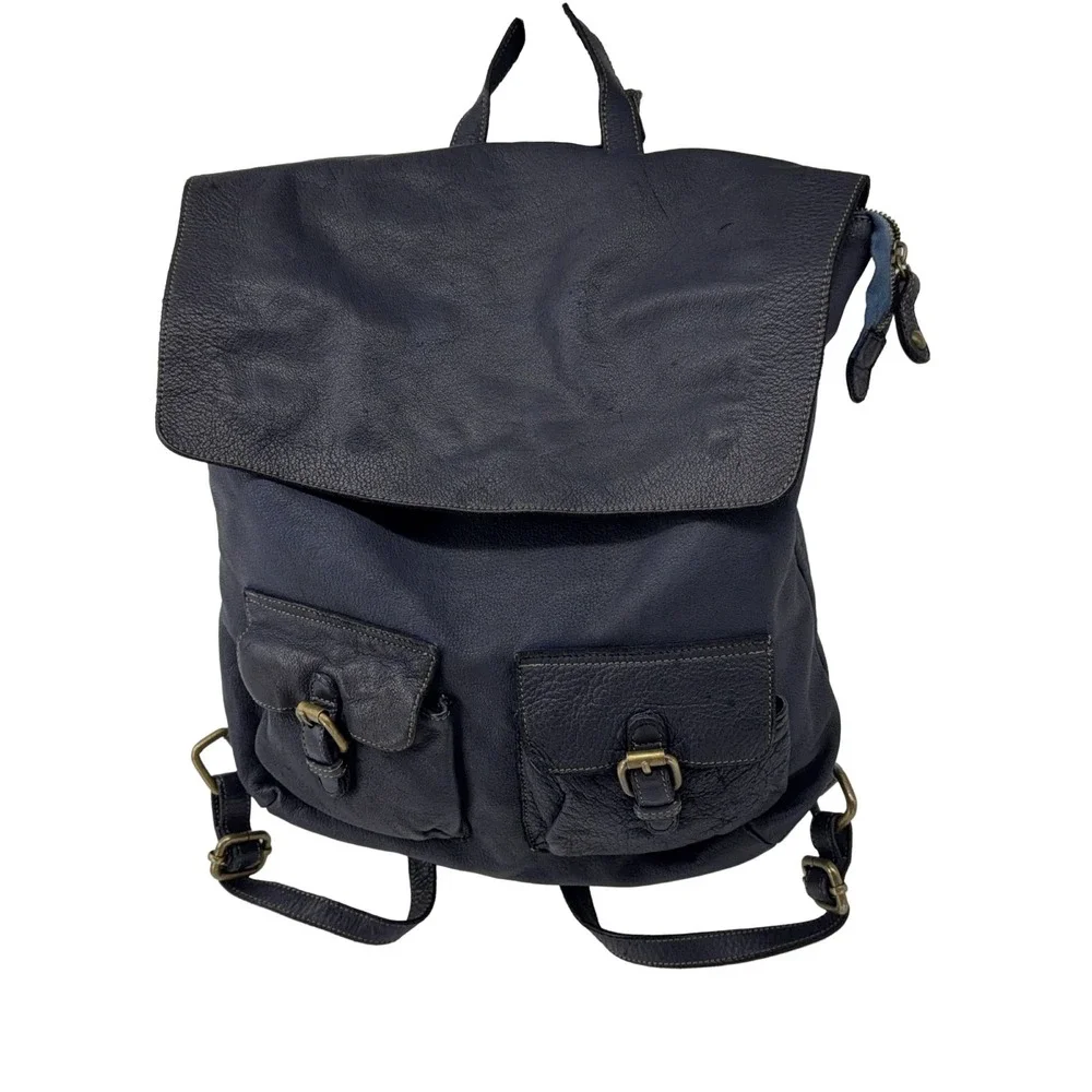 CIVICO 93 Vintage Leather Backpack 3420 Blue Made in Italy